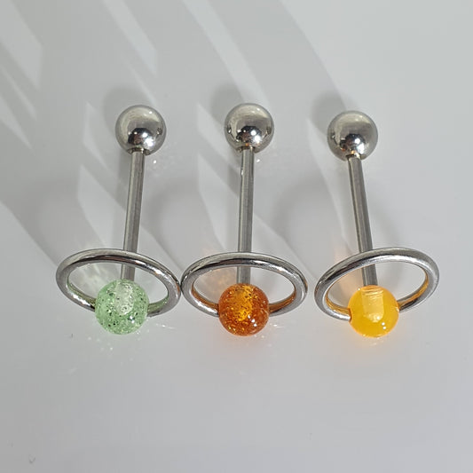 Slave Ring Tongue Barbell with Plastic Balls