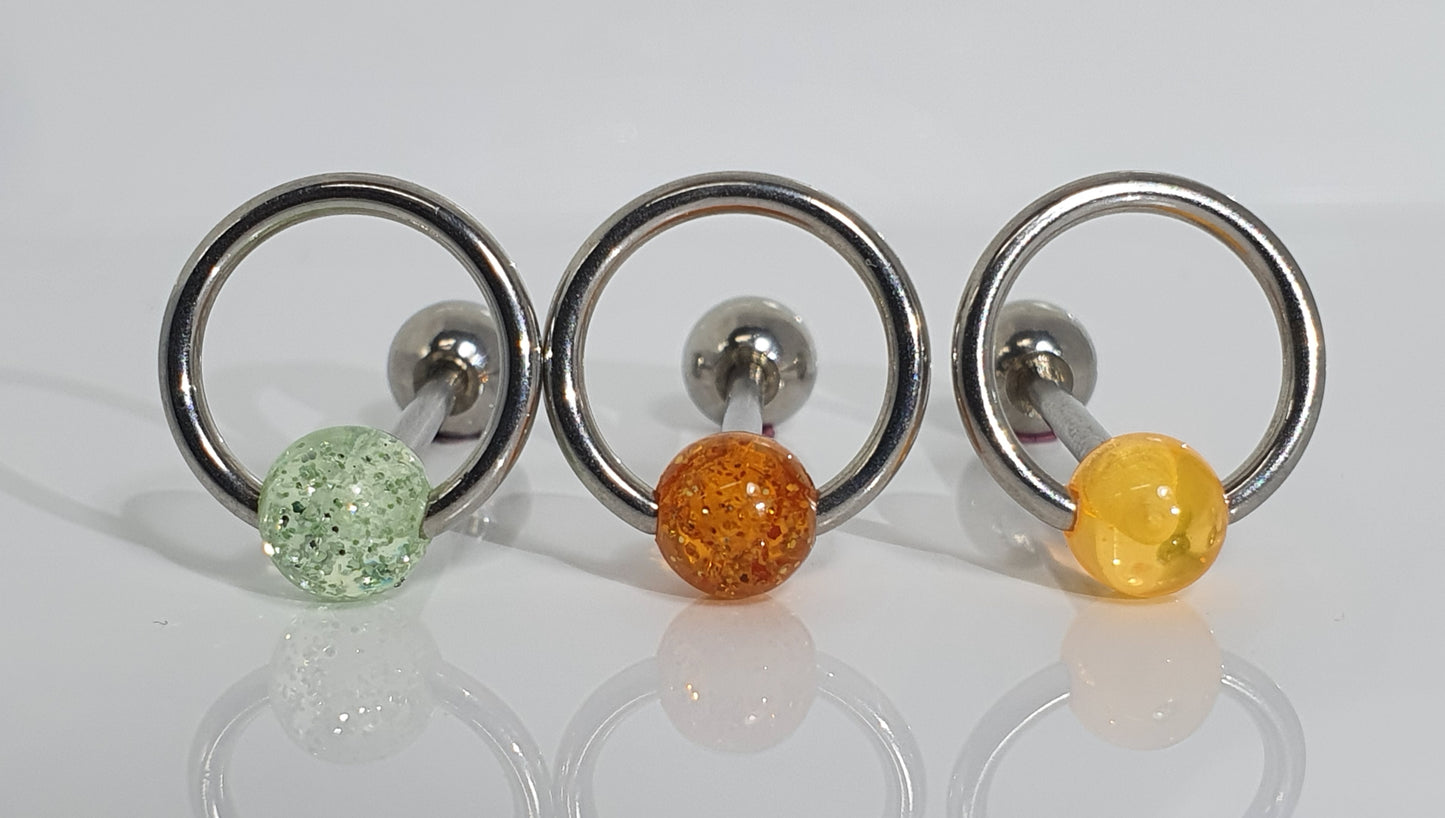 Slave Ring Tongue Barbell with Plastic Balls