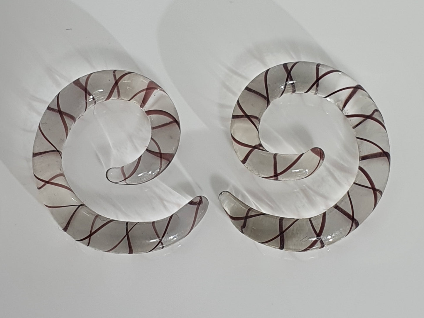 Brown Lined Glass Ear Spiral