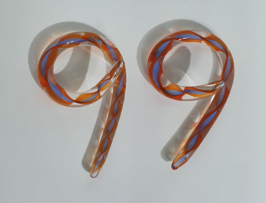 Blue and Orange Glass Ear Curl