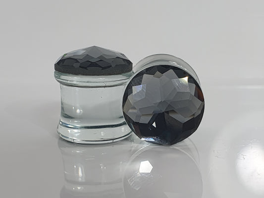 Black Top Clear Glass Plug
