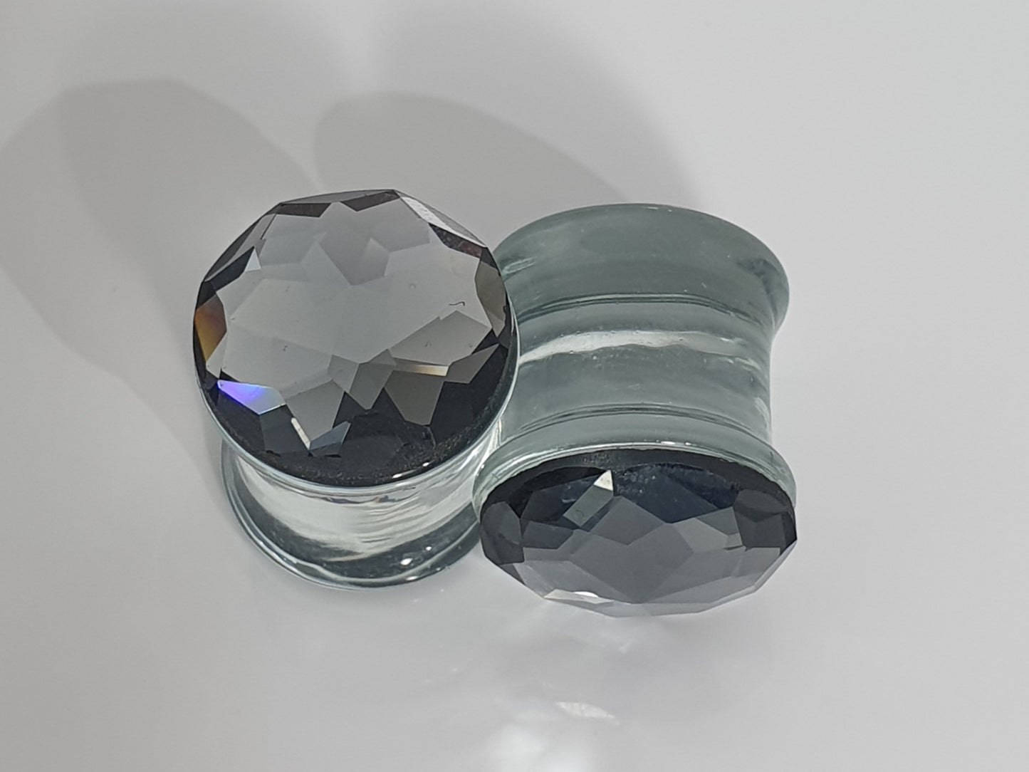 Black Top Clear Glass Plug