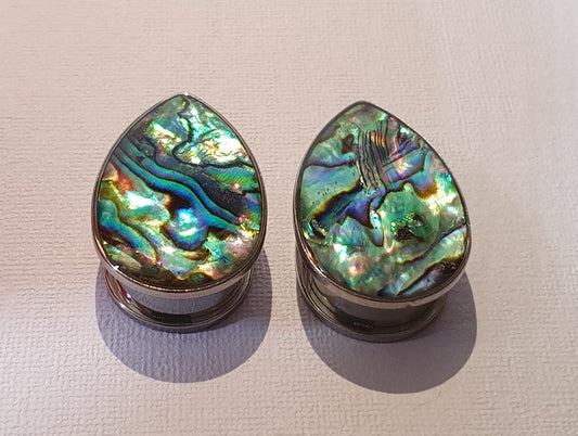 Tear-drop Plug with Sea Shell Inlay