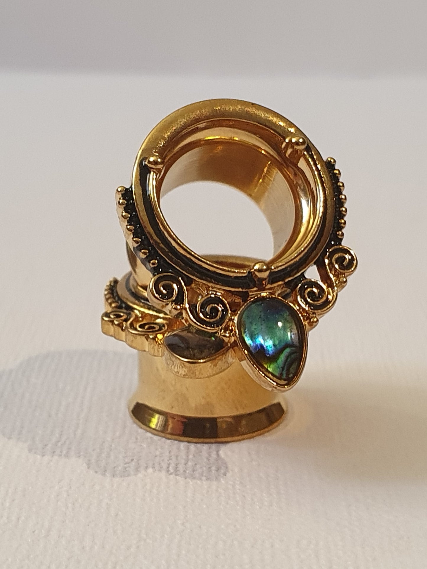 Decorative Tunnel with Seashell Inlay - silver & gold