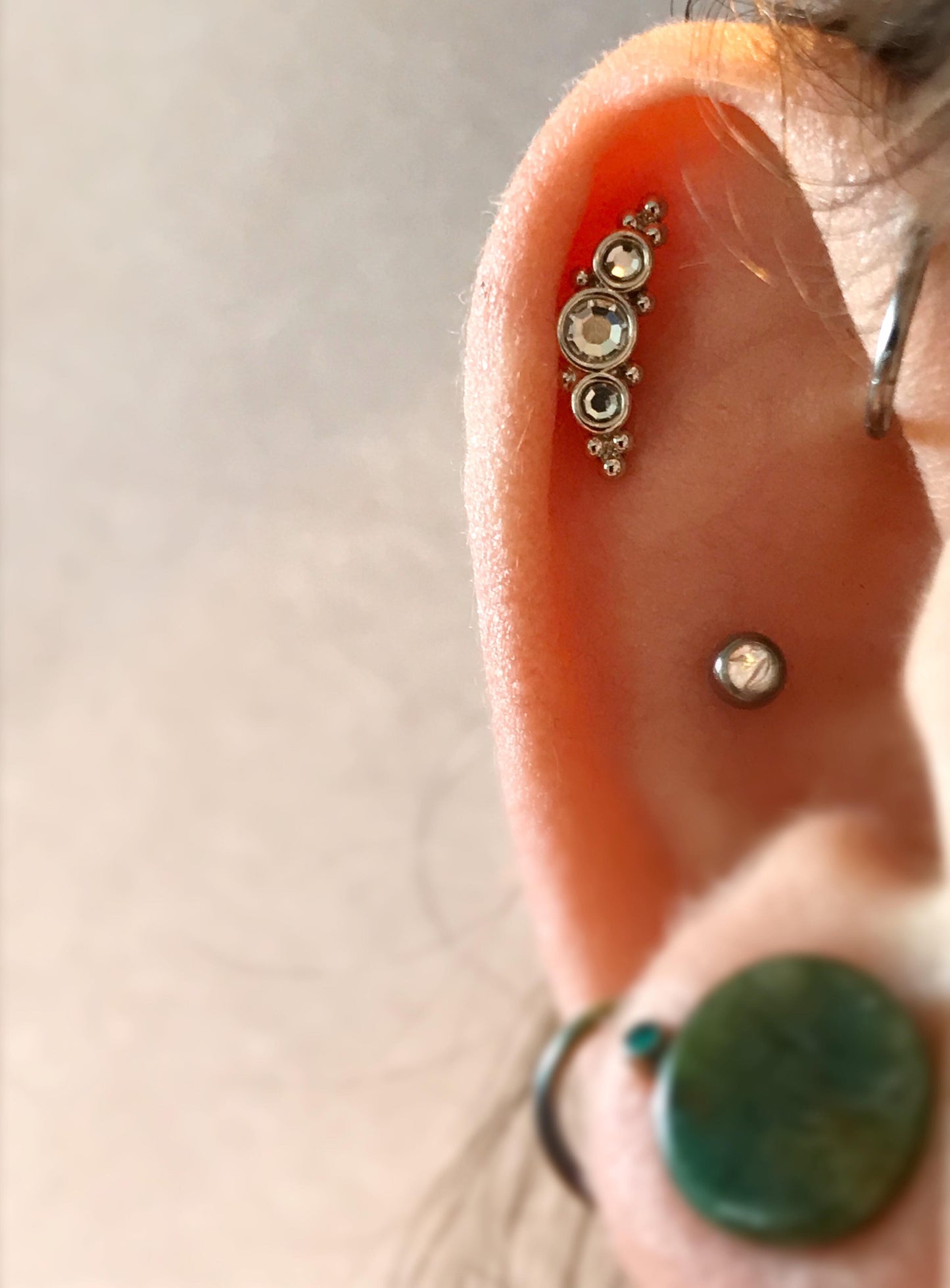 Crescent Gem Cluster Cartilage Jewellery - crystal & opal