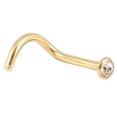Gold Zircon flat top crystal nose screw