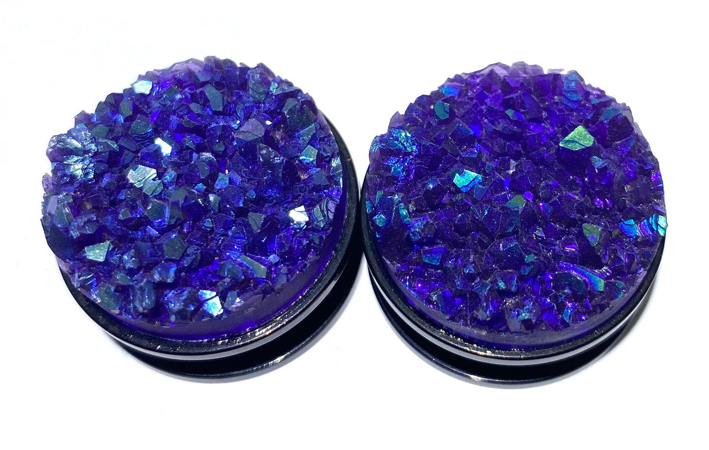 Gloss Black PVD with Purple Iridescent Crystal Inlay (Threaded)