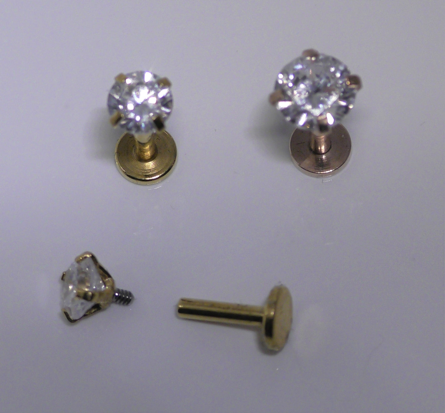 PVD Labret 1.2x6mm Crystal - gold & rose gold