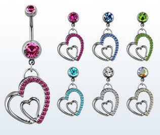 Hanging Heart Navel Bar - Titanium