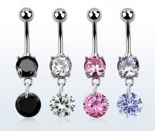 Hanging Jewel Navel Bar - Titanium