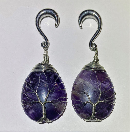 Amethyst Tree of Life Ear Weights