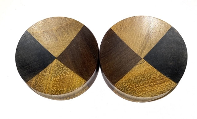4 Wood Plug With Checkers Inlay