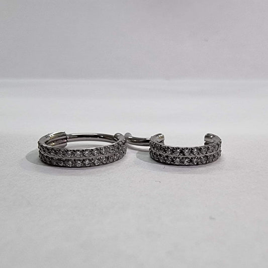 Edge Facing Double Jewelled Hinged Ring 1.2mm(16g)