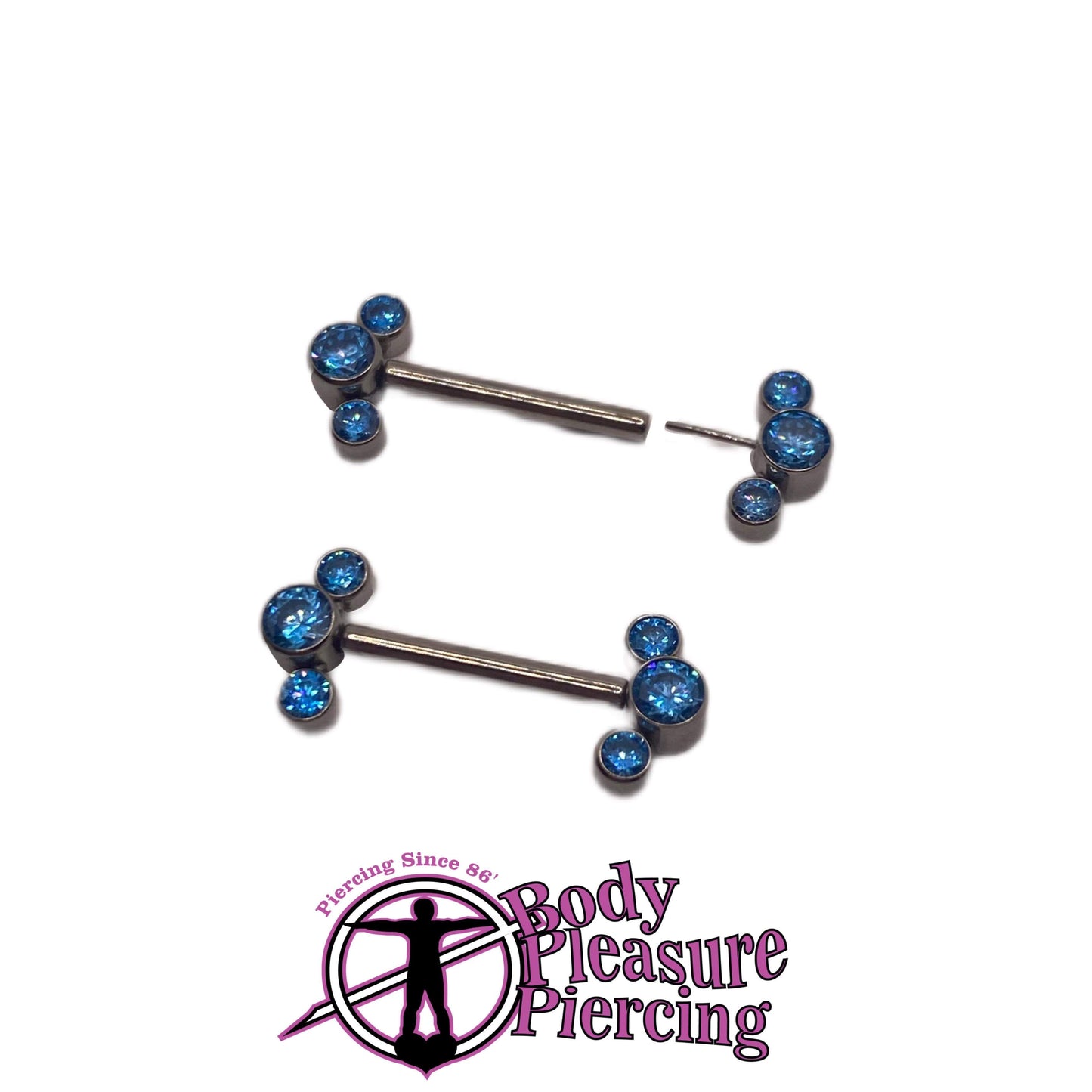 Threadless Tri-jewel Nipple Bar