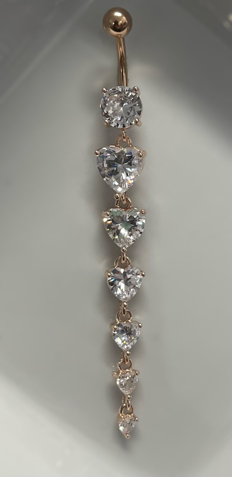 Rose Gold Hanging Crystal Navel Bar