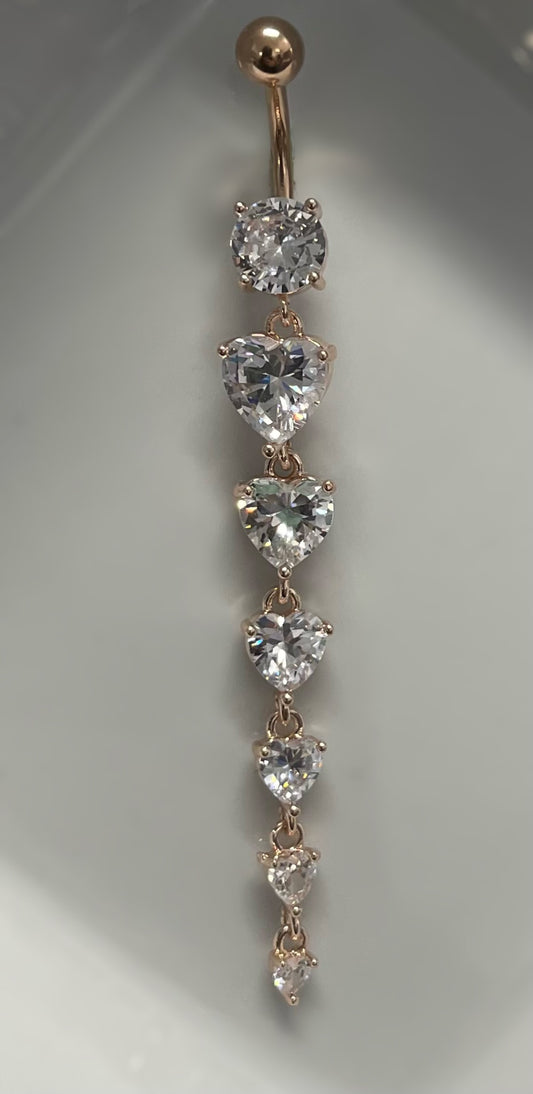 Rose Gold Hanging Crystal Navel Bar