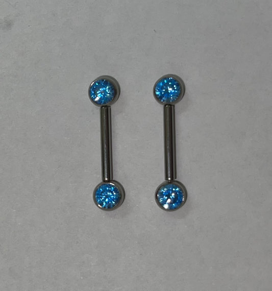 Titanium Threadless Blue Nipple Barbells
