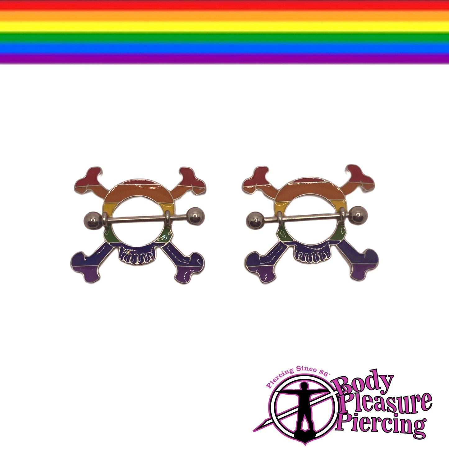 Rainbow Skull & Crossbones Nipple Shield
