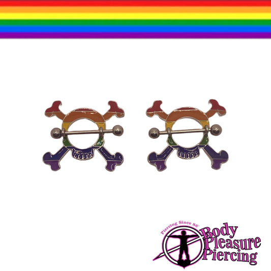 Rainbow Skull & Crossbones Nipple Shield