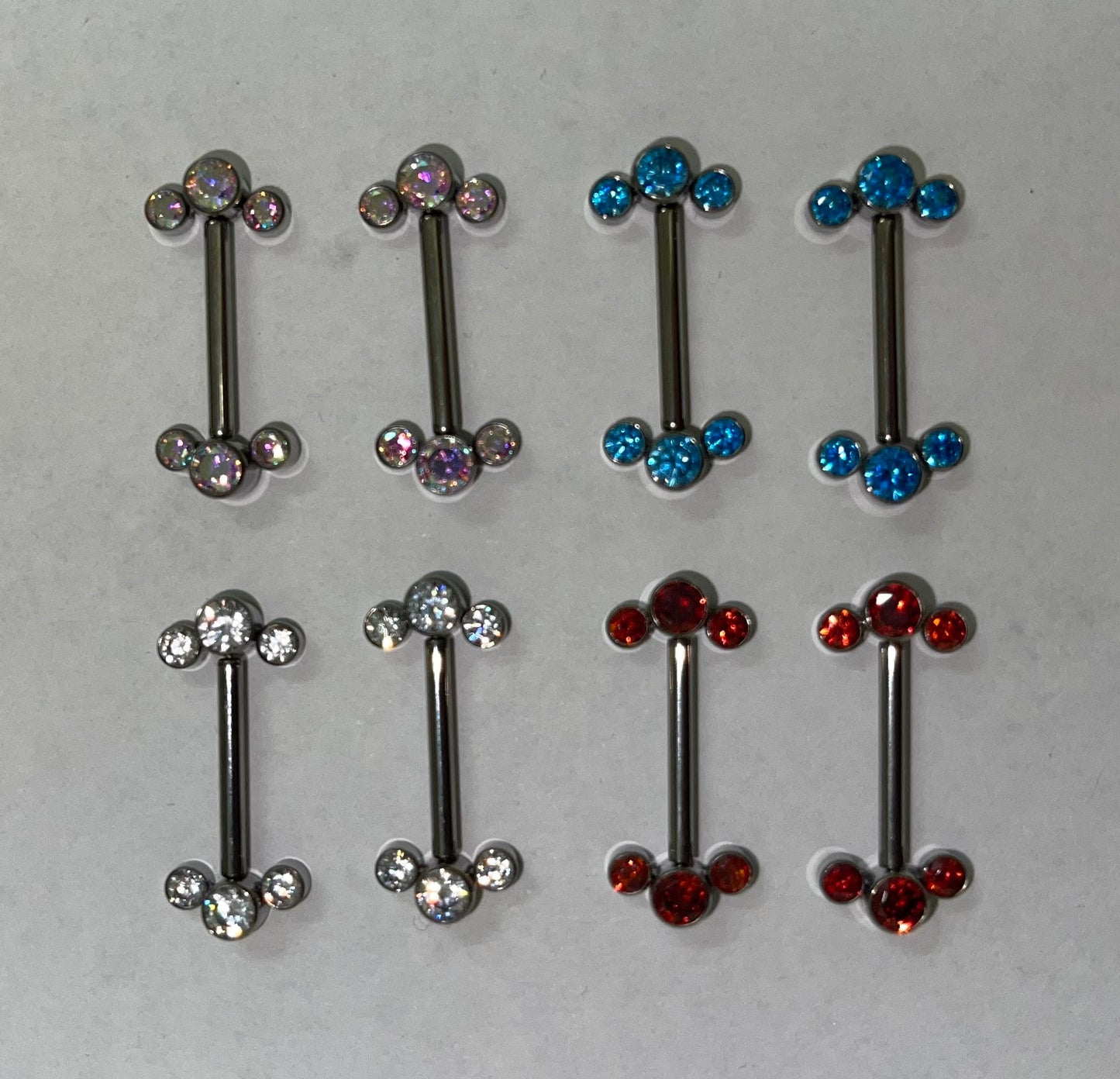 Threadless Tri-jewel Nipple Bar