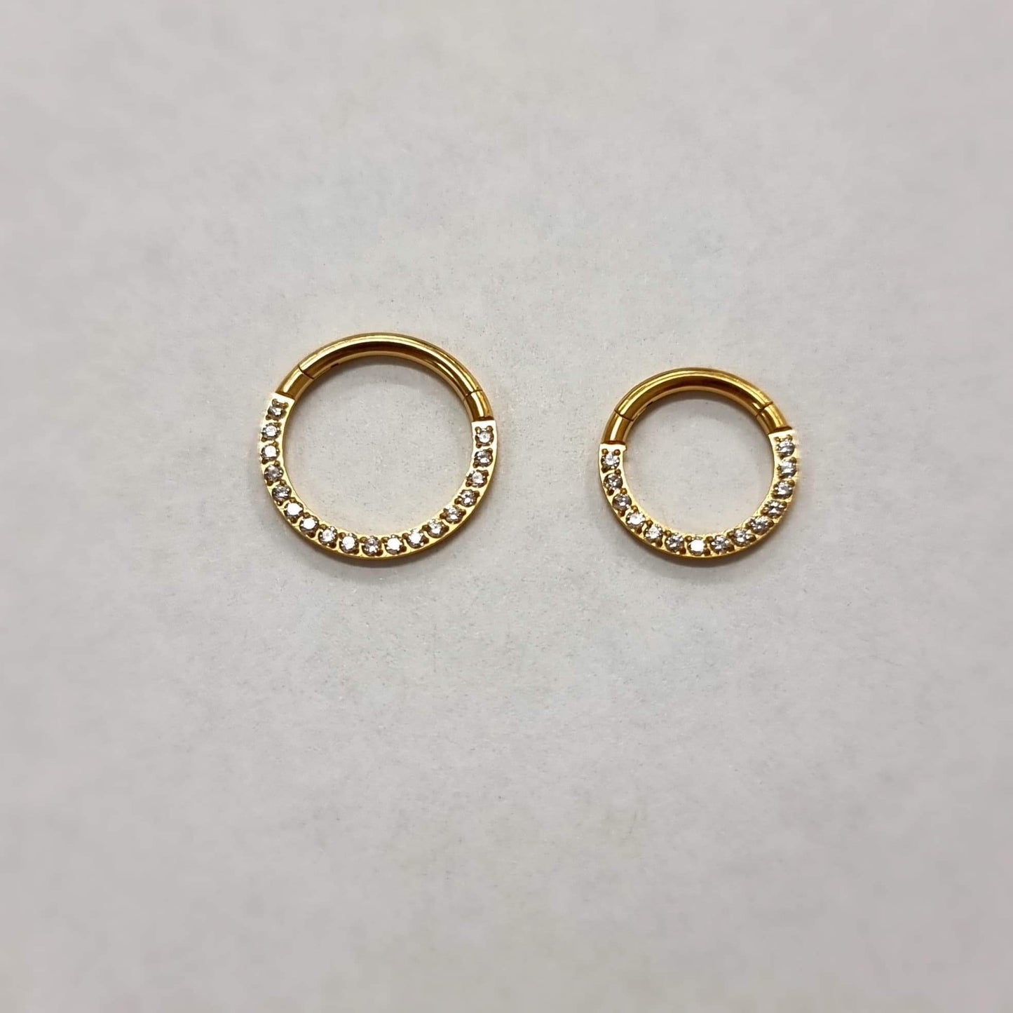 Jewelled Hinged Ring 1.2mm(16g) - Gold & Silver, 2 sizes