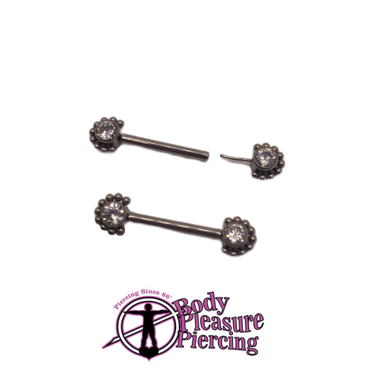 Threadless Crystal Ball Bearing Nipple Bar