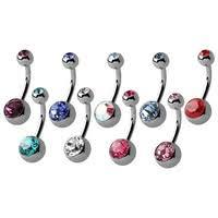 Basic Jewelled Navel Stud - surgical steel, 2 sizes