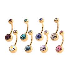 Gold Zircon Jewelled Navel Stud