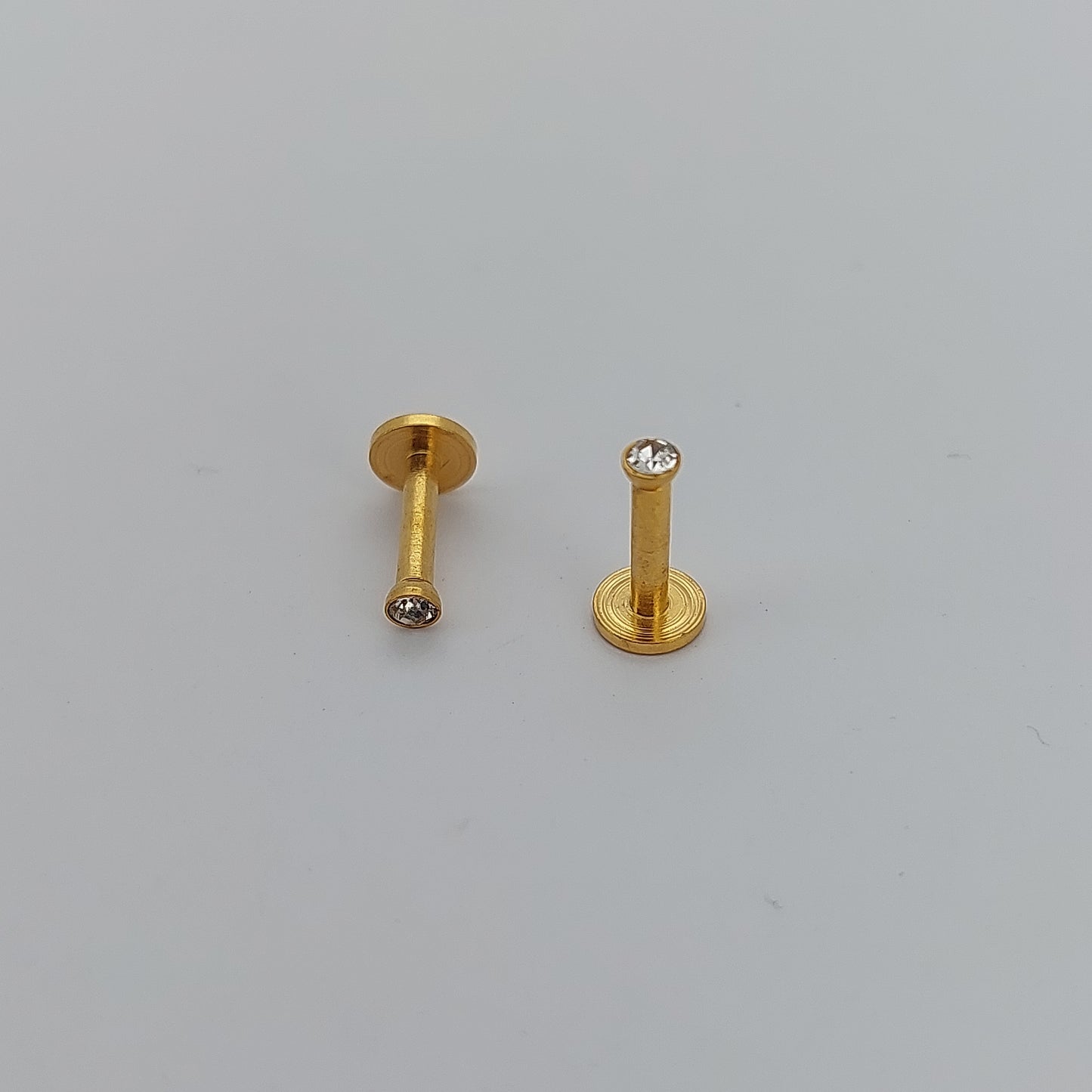 PVD Crystal Labrets 1.2mm(16g) Internally Threaded - gold & rose gold