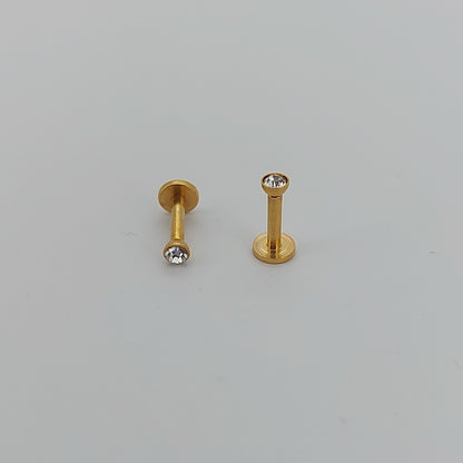 PVD Crystal Labrets 1.2mm(16g) Internally Threaded - gold & rose gold