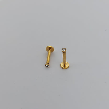 PVD Plated Internally threaded crystal Labrets 1.2mm(16g) - gold & rose gold