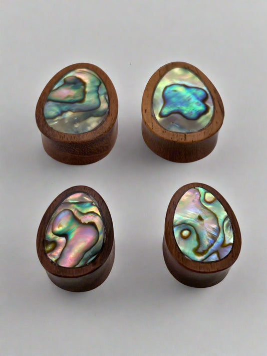 Teardrop Wooden Shell Inlay Plug