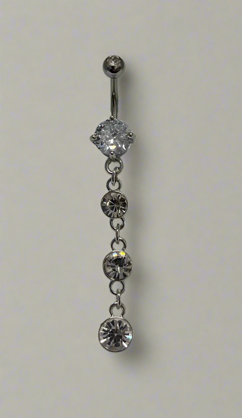 4 Crystal Hanging Navel Bar