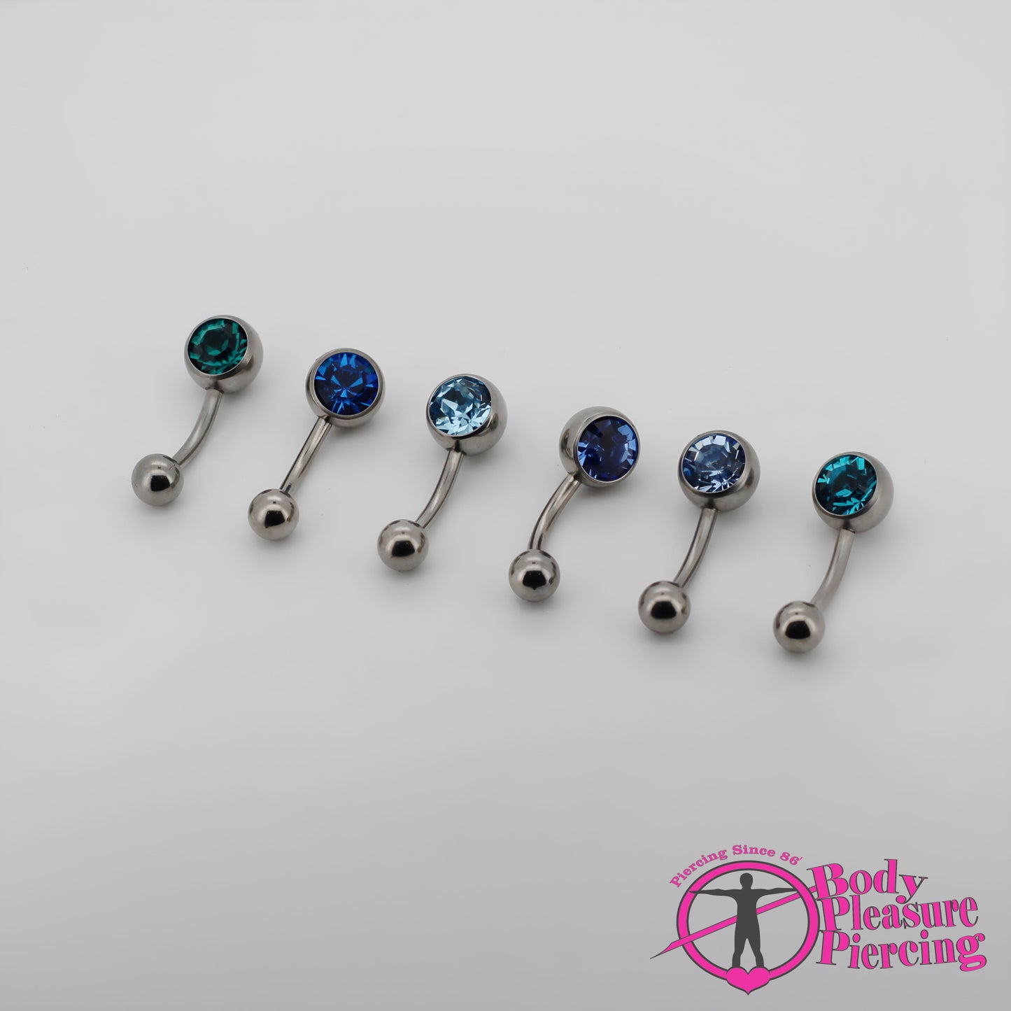 Titanium Jewelled Navel Stud 1.6(14g) x 10mm