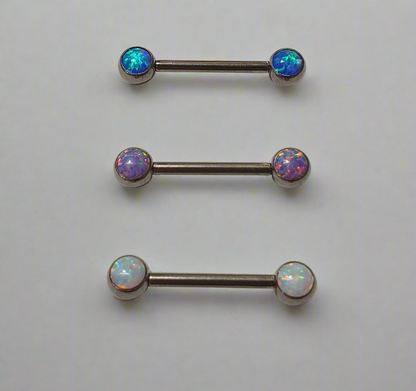 Forward Facing Opal Nipple Bar 1.6mm(14g) - internally threaded Ti