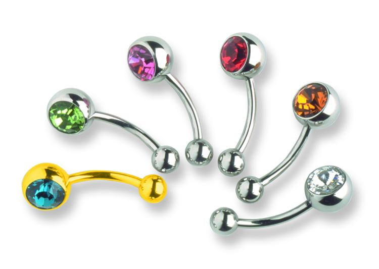 Titanium Jewelled Navel Stud 1.6(14g) x 10mm