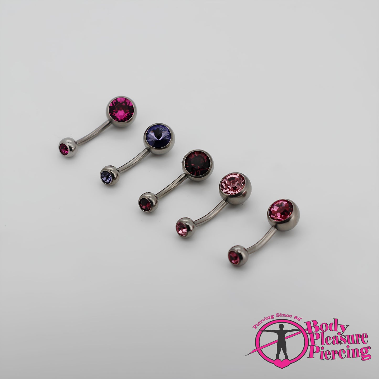 Titanium Jewelled Navel Stud 1.6(14g) x 10mm