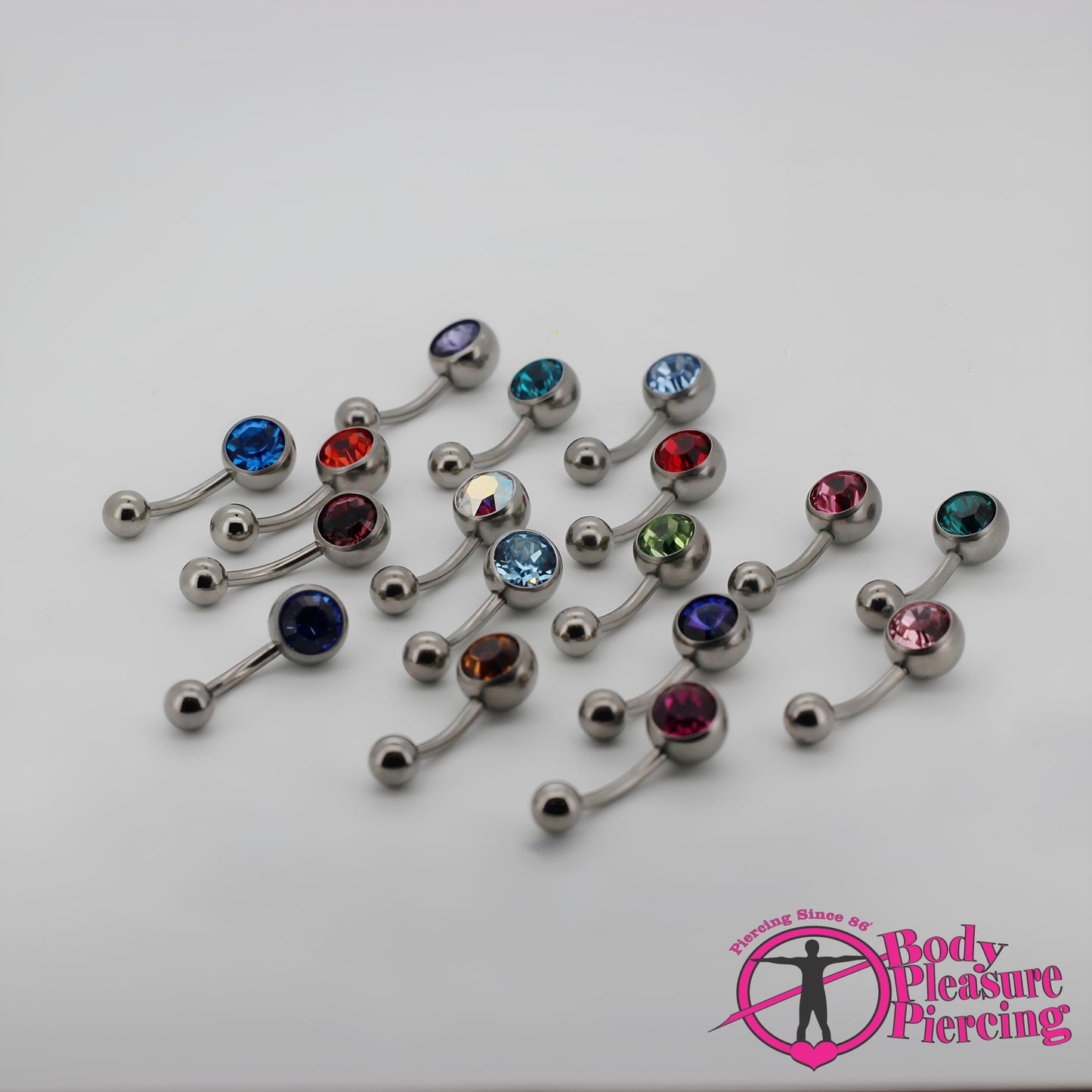 Titanium Jewelled Navel Stud 1.6(14g) x 10mm