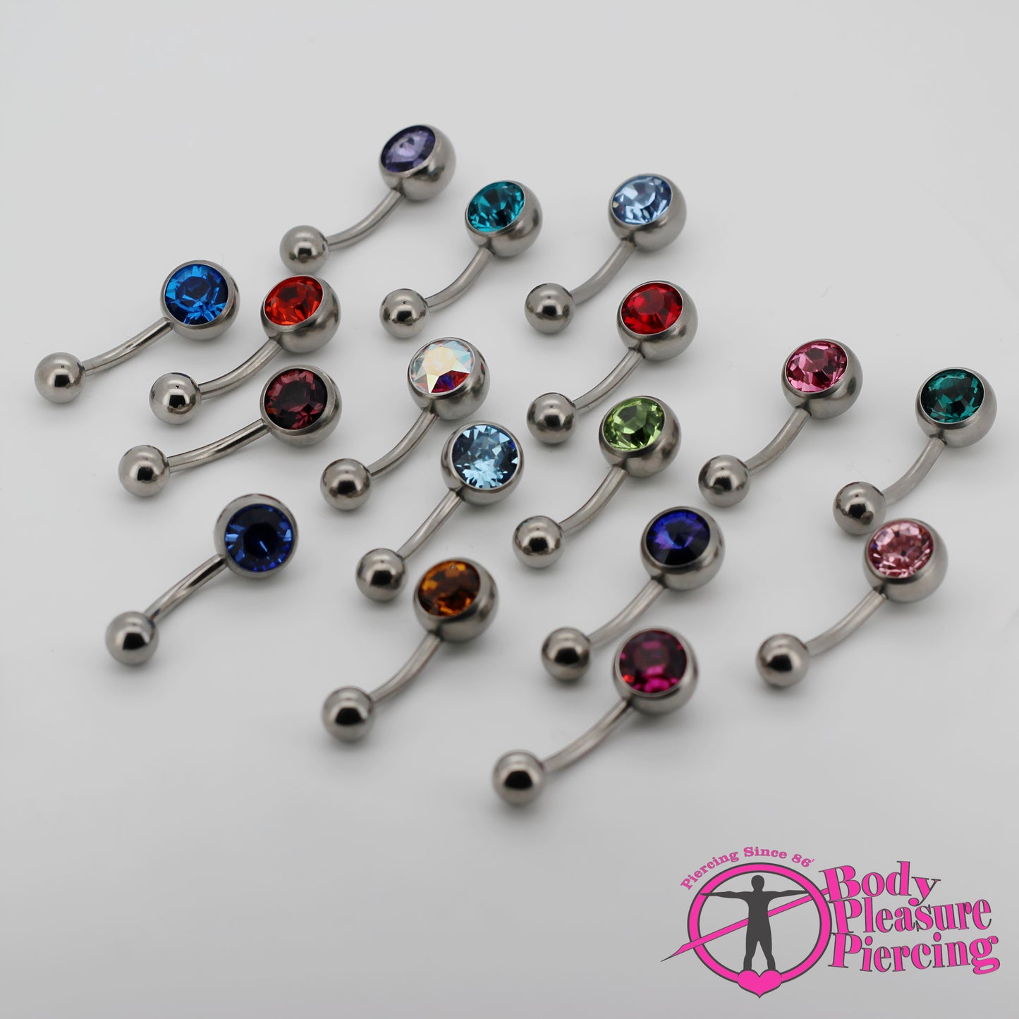 Titanium Jewelled Navel Stud 1.6(14g) x 10mm