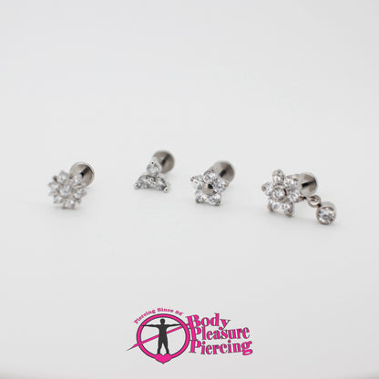 Floral Titanium int. Labret stud 1.2mm(16g)x8mm