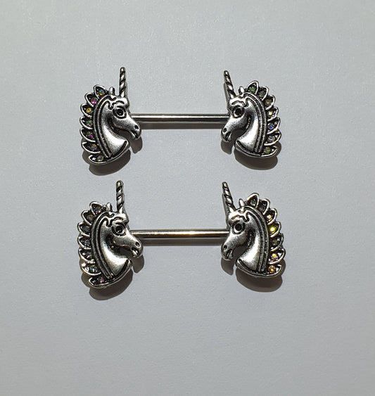 Unicorn Nipple Bar with AB jewels 1.6mm(14g)