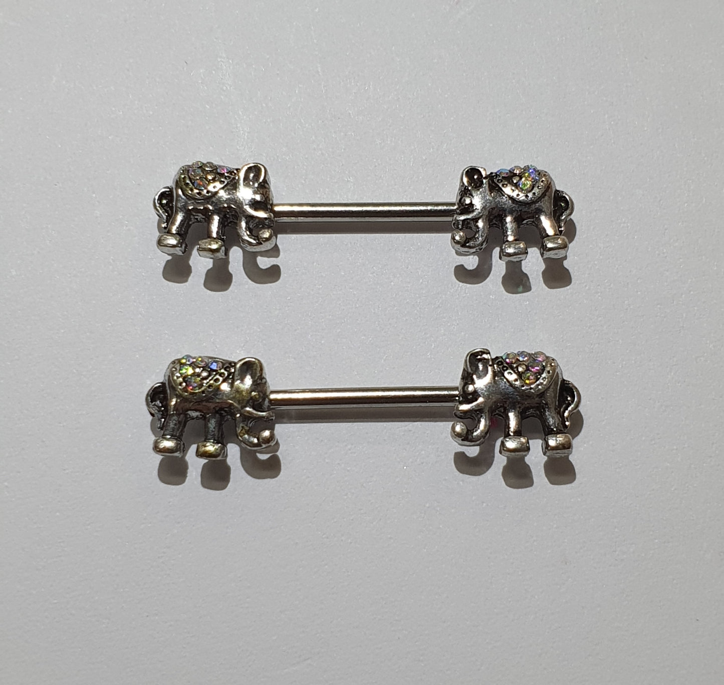 Elephant Nipple Bar with Aurora Borealis jewels 1.6mm(14g)