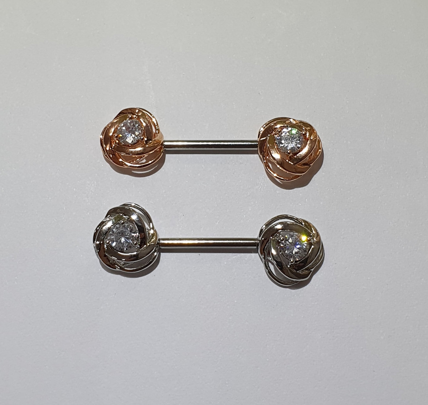 Rose Nipple Bar 1.6mm(14g) - silver & rose gold