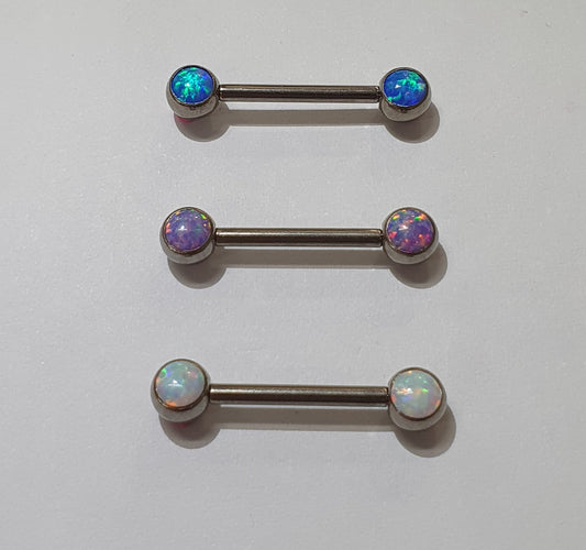 Forward Facing Opal Nipple Bar 1.6mm(14g) - internally threaded Ti
