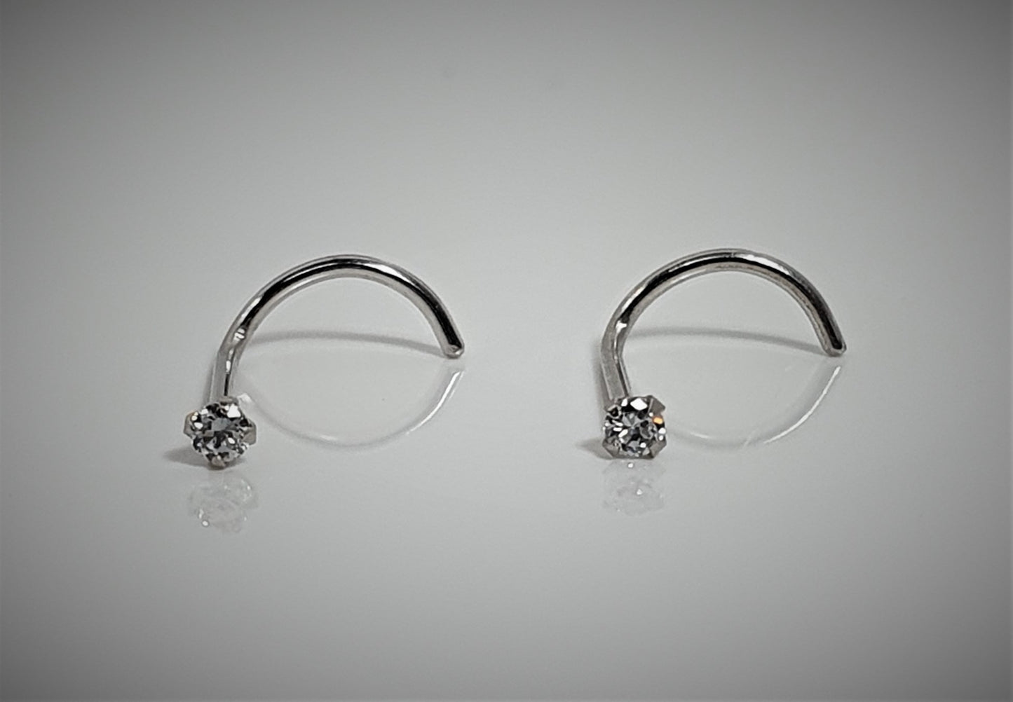 14k White Gold Claw set crystal Nose Screw