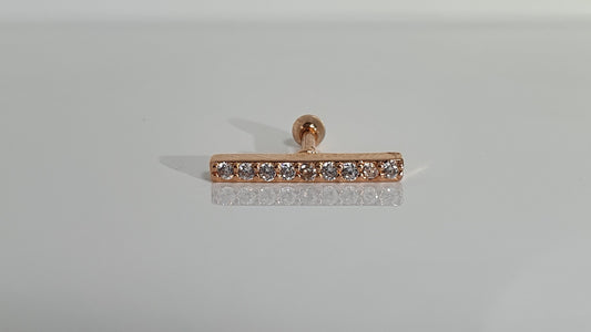 Rose Gold PVD Flat Line with Crystals Helix Bar 1.2mm(16g)