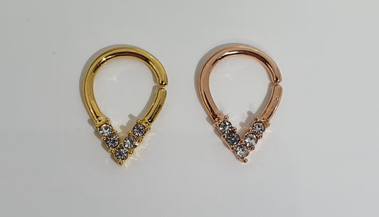 Gold PVD plated teardrop twist rings with cluster crystals 1.2mm(16g)