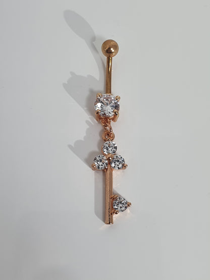 Flower Key Jewelled Navel Stud