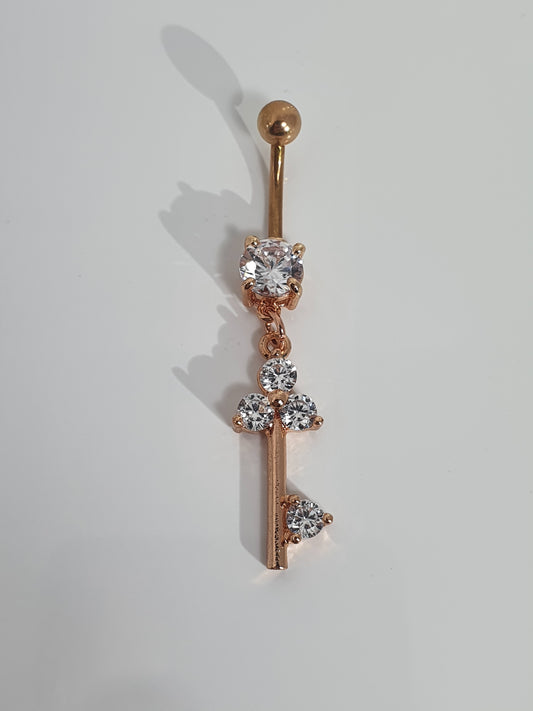 Flower Key Jewelled Navel Stud