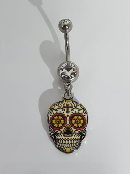 Sugar Skull Jewelled Navel Stud